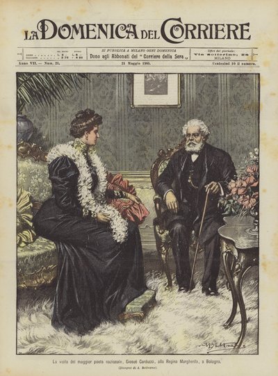 最伟大的国家诗人Giosue Carducci访问博洛尼亚的Regina Margherita 作者 Achille Beltrame