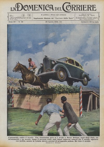 汽车对着马 作者 Achille Beltrame