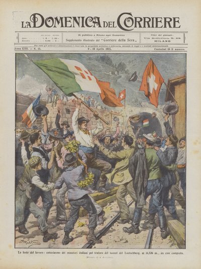 工党，意大利矿工对Loetschberg隧道隧道的热情？ 作者 Achille Beltrame