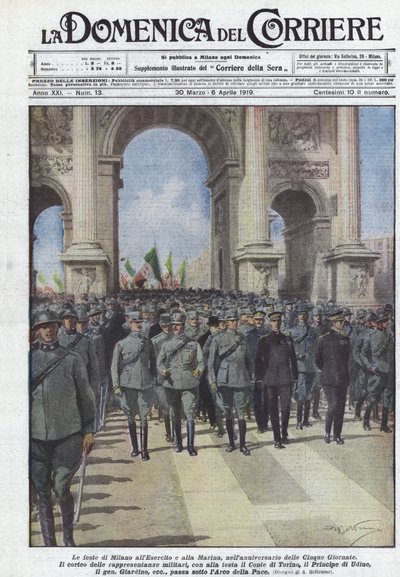 在五天的周年纪念日，米兰向陆军和海军派对 作者 阿基里·贝尔特拉姆（Achille Beltrame）