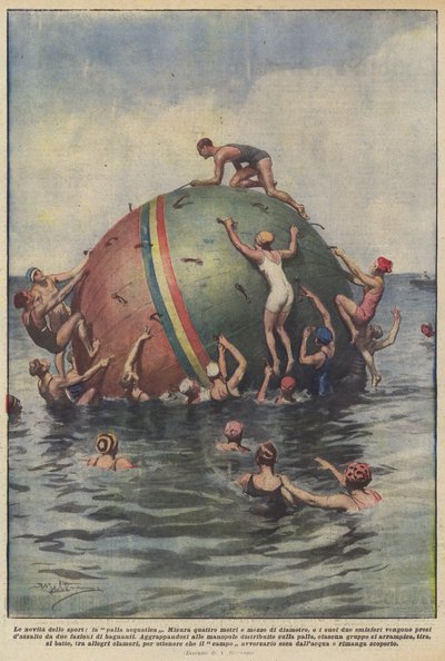 运动的新奇，水上球 作者 Achille Beltrame