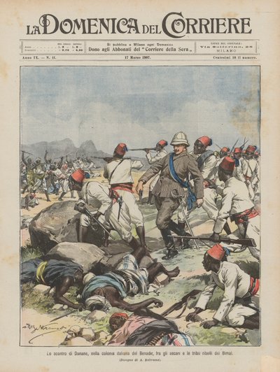 Danane，在意大利殖民地Benadir，在ascari和Bimal的反叛部落之间的冲突 作者 Achille Beltrame