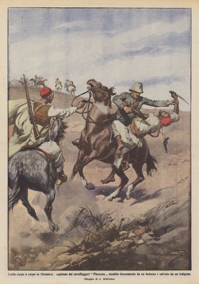 战斗身体交给Cyrenaica，骑兵皮亚琴察的队长凶猛地殴打？ 作者 Achille Beltrame