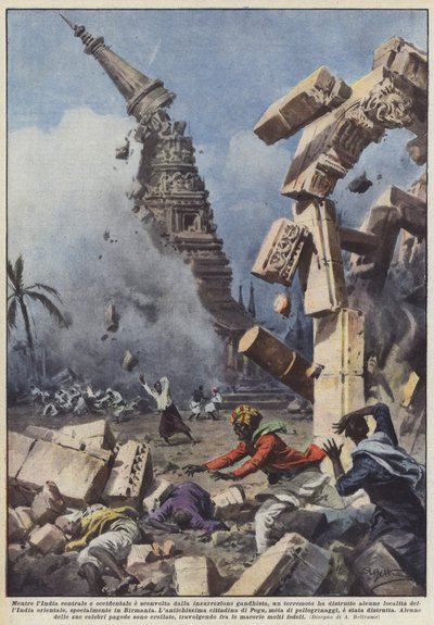 虽然中部和西部印度对甘地起义感到不安，但地震？ 作者 Achille Beltrame