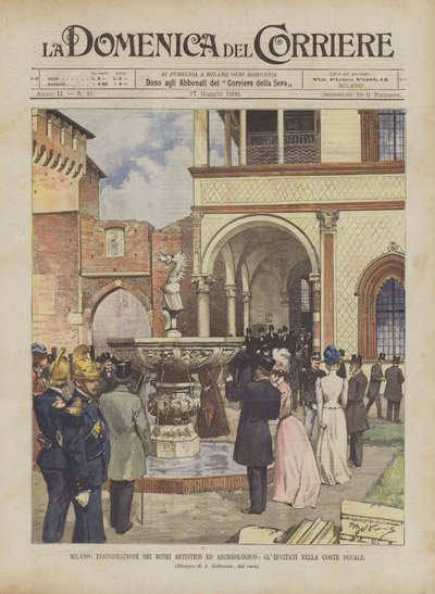 米兰，艺术和考古博物馆的落成典礼，在公爵宫举行 作者 Achille Beltrame
