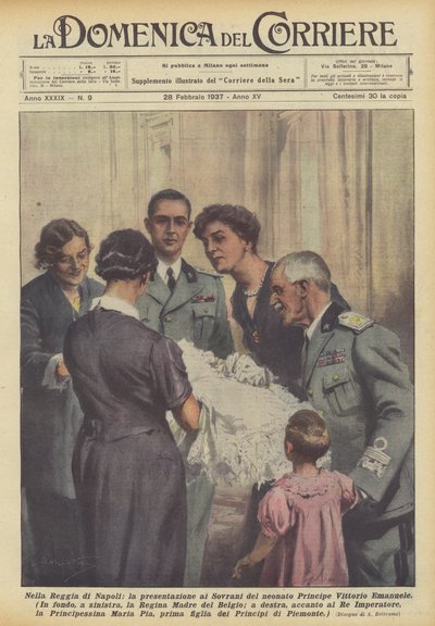 在Reggia di Napoli，向新生王子Vittorio Emanuele的主权演示 作者 阿基里·贝尔特拉姆（Achille Beltrame）
