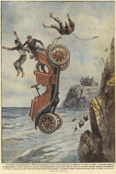 人们下降，因为他们的车离开沿海路径 作者 Achille Beltrame