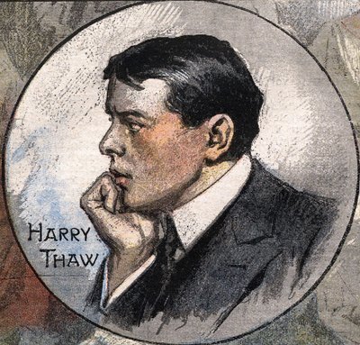 1907年哈里-托夫在受审期间的画像 作者 阿基里·贝尔特拉姆（Achille Beltrame）