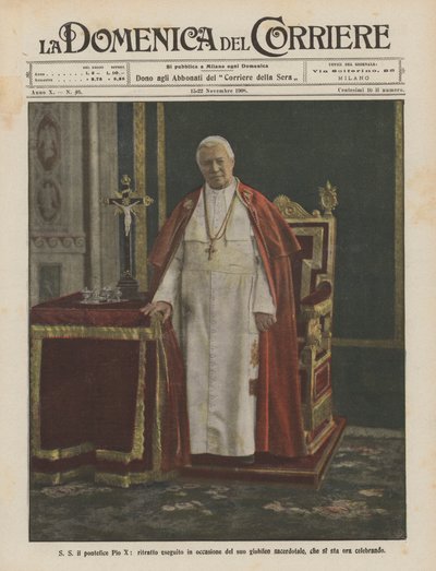 SS Pope Pius X，在他的祭司禧年之际画的肖像，现在正在庆祝 作者 阿基里·贝尔特拉姆（Achille Beltrame）