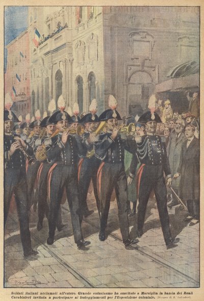 备受赞誉的意大利士兵出国 作者 Achille Beltrame