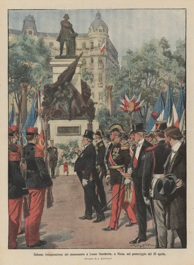 4月25日下午在尼斯的Leone Gambetta纪念碑庄严落成典礼 作者 Achille Beltrame