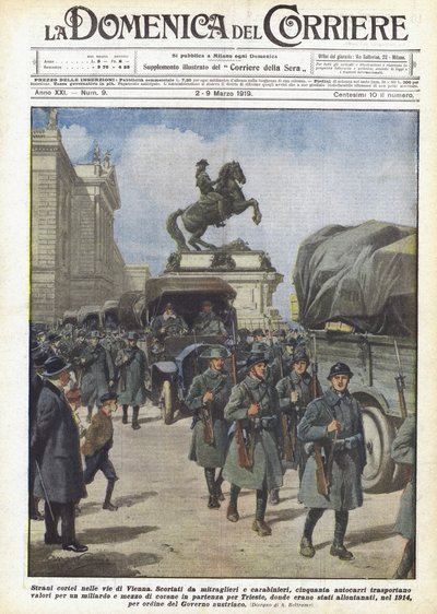 维也纳街头奇怪的游行 作者 Achille Beltrame
