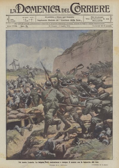在Lemerle山上，Forli旅反击并用刺刀追击敌人到肾脏 作者 Achille Beltrame
