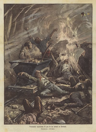 在卡林西亚的一个隧道巨大的瓦斯爆炸 作者 Achille Beltrame