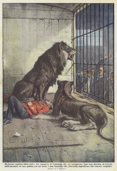 一个酒鬼看着野兽 作者 Achille Beltrame