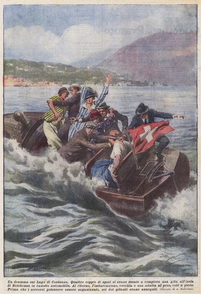 康斯坦茨湖上的戏剧 作者 Achille Beltrame