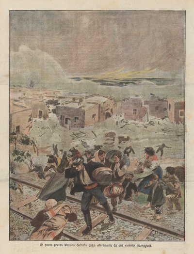 墨西拿附近的一个村庄几乎完全被暴风雨摧毁 作者 Achille Beltrame