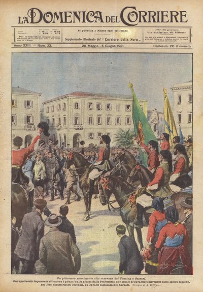 Sassari的Touring大篷车风景如画的前台 作者 阿基里·贝尔特拉姆（Achille Beltrame）