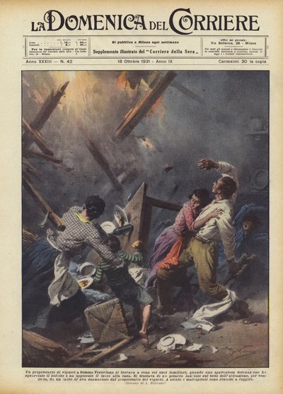 Somma Vesuviana的葡萄园老板正和他的家人共进晚餐？ 作者 Achille Beltrame