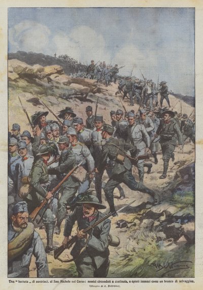 一个奥地利人的笑话，在San Michele sul Carso，被数百人包围的敌人？ 作者 Achille Beltrame