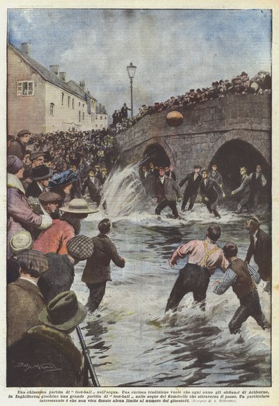 在水中嬉戏的脚球比赛 作者 Achille Beltrame