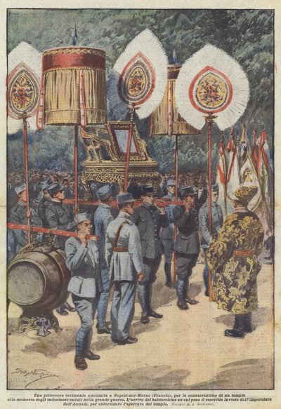 在法国Nogent-sur-Marne举行的一个风景如画的安娜仪式，为了一座寺庙的奉献？ 作者 阿基里·贝尔特拉姆（Achille Beltrame）