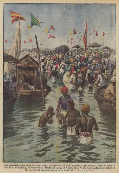 恒河岸边风景如画的派对 作者 Achille Beltrame
