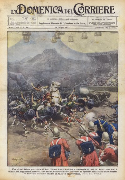 在伦敦的奥林匹亚举行的真实锦标赛的战争重建 作者 Achille Beltrame