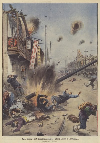 日本轰炸在上海的一幕 作者 Achille Beltrame