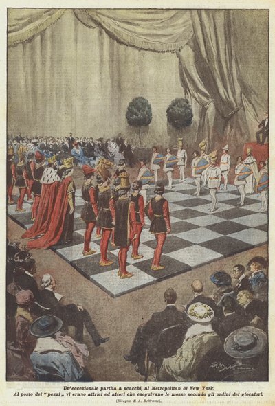 纽约大都会的特殊国际象棋比赛 作者 Achille Beltrame