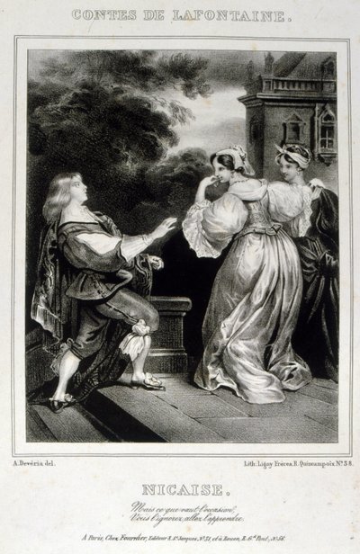 摘自《拉封丹的故事》中的 "Nicaise "插图 作者 阿基尔·德维里亚