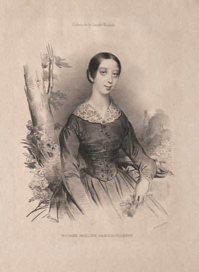 Pauline Garcia-Viardot 女士 作者 Galerie de la Gazette Musicale 于 1940 年 10 月 25 日为 H. Blanchard 撰写的一篇关于 Pauline 和 Eugénie Garcia 的文章作插图