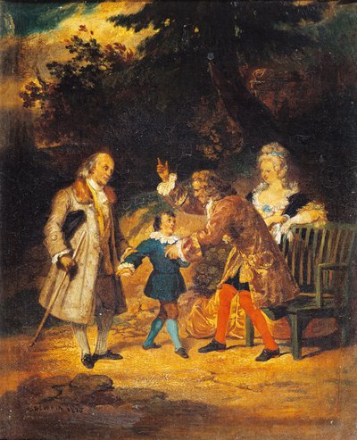 伏尔泰（1694-1778 年）欢迎富兰克林（1706-1790 年）和他的侄子 作者 阿基尔·德维里亚
