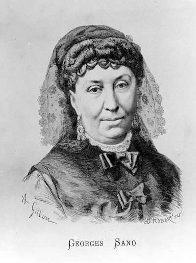 乔治·桑的肖像（Aurore Dupin，Baronne Dudevant）（1804-1876 年），A. Gilbern 作者 阿基里·伊西多尔·吉尔伯特