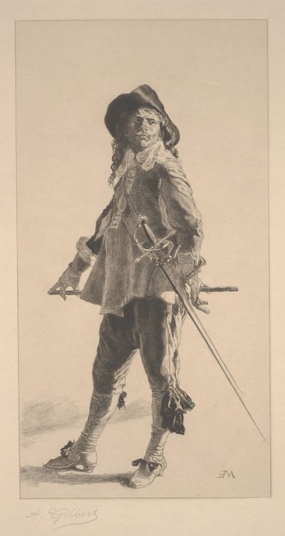 决斗者，让·路易·欧内斯特·梅森尼尔（Jean？Louis？Ernest Meissonier）印刷 作者 阿基里·伊西多尔·吉尔伯特