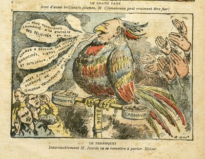 Achille Lemot (1846-1909)在Le Pelerin, 26/01/08中的插图 - 伟大的孔雀 - Greve, 社会主义, Carmaux, Humanite（日记） - Jaures Jean, Parroquet 作者 阿基里·莱莫特（Achille Lemot）