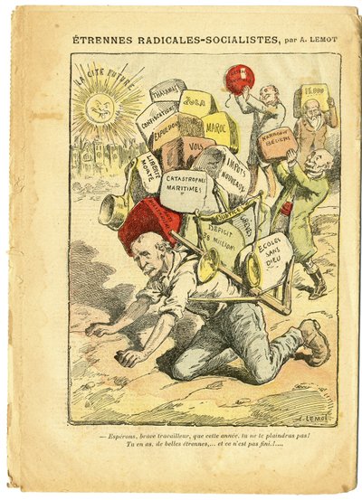 Achille Lemot (1846-1909)在Le Pelerin的插图，09年1月3日 - 激进主义-社会主义之弦 - 激进主义，教学，宗教信仰，摩洛哥，无神论，激进主义和激进主义-社会主义党，天主教天主教 - Laicisation Laicite Laiques - Clemenceau Geo 作者 阿基里·莱莫特（Achille Lemot）