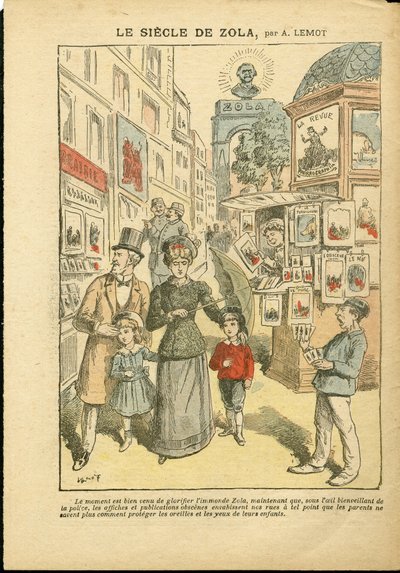 2008年5月3日，《Le Pelerin》中关于Achille Lemot（1846-1909）的插图 - 左拉的世纪 - 宗教信仰, 家庭, 色情, 报刊亭, 天主教会, 小巷街 - 左拉-艾米尔 作者 阿基里·莱莫特（Achille Lemot）
