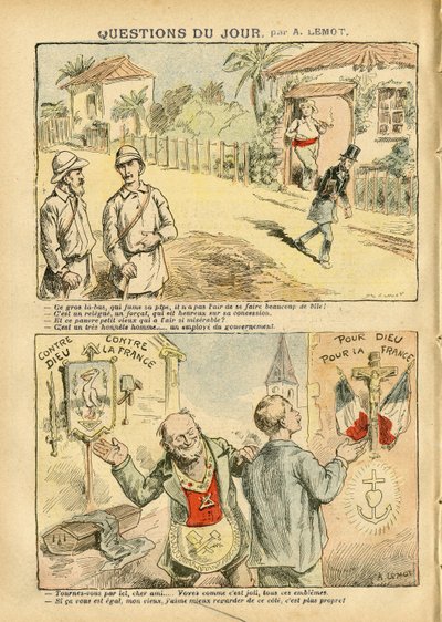 2007年10月6日《Le Pelerin》中的Achille Lemot（1846-1909）插图 - 今日问题 - 殖民化 殖民主义 殖民主义，反执事主义 自由主义，宗教信仰，无神论，爱国主义，流亡，天主教天主教 - 定居者，探险家，Forcats，bagnards 作者 阿基里·莱莫特（Achille Lemot）