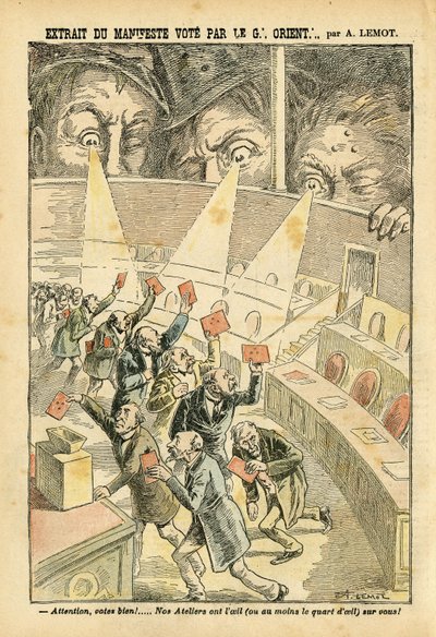 2004年11月20日《Le Pelerin》中的Achille Lemot（1846-1909）的插图--《大东方》投票宣言的摘录--《法国大东方》的反执事主义自由化--骨灰盒 作者 阿基里·莱莫特（Achille Lemot）