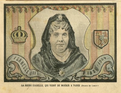 Achille Lemot（1846-1909）在Le Pelerin的插图，24/04/04 - 刚刚在巴黎去世的伊莎贝尔女王 - 巴黎，西班牙，君主制，外国君主 - 西班牙的伊莎贝拉二世（1830-1904）。 作者 阿基里·莱莫特（Achille Lemot）
