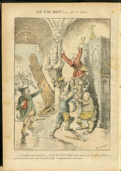 2006年2月25日《Le Pelerin》中关于Achille Lemot（1846-1909）的插图 - 反犹太主义, 宗教信仰, 天主教 - 政教分离, 清单/清单的修订 - 犹太人 作者 阿基里·莱莫特（Achille Lemot）