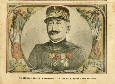Achille Lemot (1846-1909)在Le Pelerin的插图，27/03/04 - 勃艮第的Geslin将军，Andre先生的受害者 - Armee，卡片的案例 - Andre Louis，General Generaux，Jules Henri Geslin of Burgundy (1812-1897) 作者 阿基里·莱莫特（Achille Lemot）