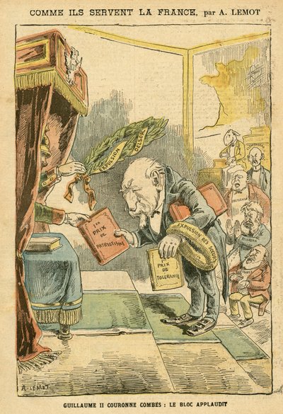 Le Pelerin杂志上的Achille Lemot（1846-1909）插图，31/01/04 - 他们如何为法国服务 - 德国普鲁士，宗教信仰，左翼集团，爱国主义，天主教天主教 - 驱逐宗教人士 - Combes Emile（1835-1921），威廉二世，Delsor Nicolas（18 作者 阿基里·莱莫特（Achille Lemot）