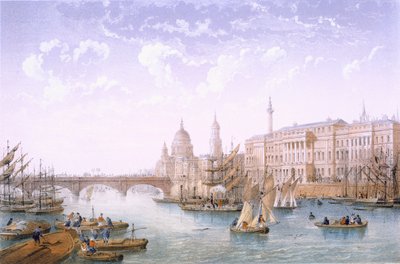 海关大楼和伦敦桥，1862年。 作者 阿基里·路易斯·马丁内特