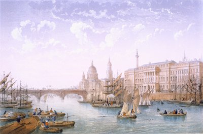 海关大楼和伦敦桥，1862年 作者 阿基里·路易斯·马丁内特