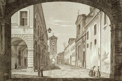 拉文纳公使馆博洛尼亚城堡广场景观，意大利 Achille Parboni（1783-1841 年）镌刻 作者 阿基尔·帕博尼