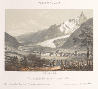 Zicht op de Aiguille de Bionnassay met gletsjer
比翁纳赛山口和冰川（物体上的标题）
勃朗峰霞慕尼（系列标题）
布朗山博物馆（文物上的系列名称） 作者 弗朗索瓦·路易斯·卡蒂尔