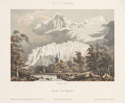 从蒙特茨山坳眺望勃朗峰
从 Les Montets 望勃朗峰。马蒂尼之路（物品上的标题）
霞慕尼-勃朗峰（系列标题）
勃朗峰博物馆（文物上的系列名称） 作者 弗朗索瓦·路易斯·卡蒂尔