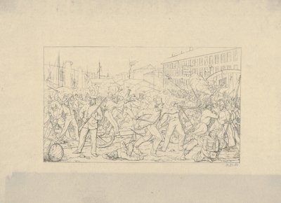 巴尔的摩之战，1861年4月19日，来自1861-63年南方战争版画。 作者 阿达尔伯特·约翰·沃尔克